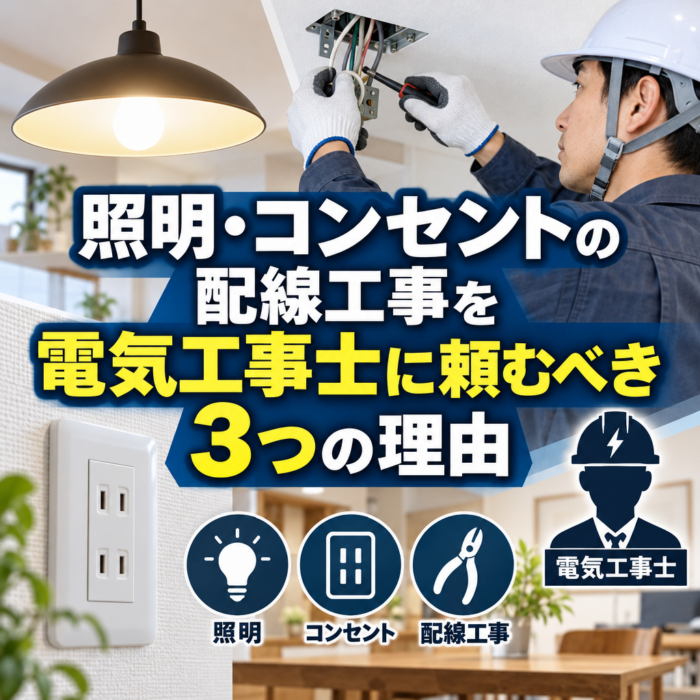 照明・コンセントの配線工事を電気工事士に頼むべき3つの理由