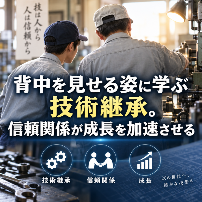 背中を見せる姿に学ぶ技術継承。信頼関係が成長を加速させる